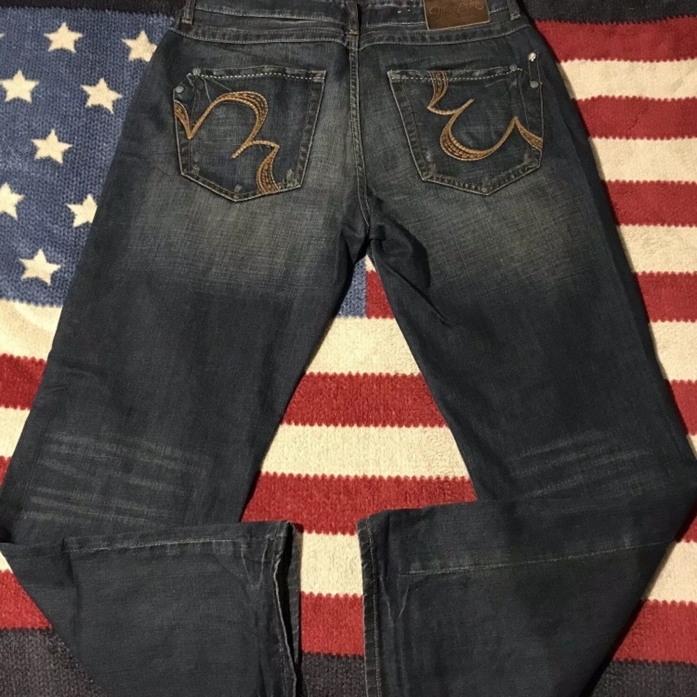 Vintage Marc Ecko Cut & Sew Regular Distressed Denim Jeans 34x32 Nyc Rlx Stadium - Picture 8 of 10